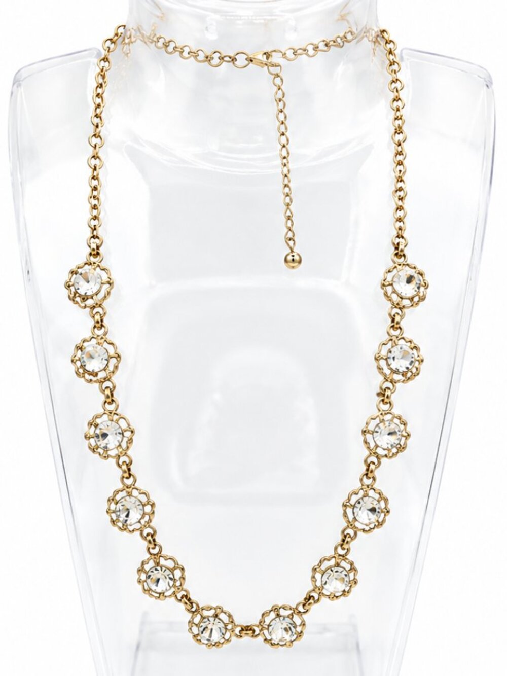 Claire's Gold Tone Rhinestone Halo Necklace Statement Necklace